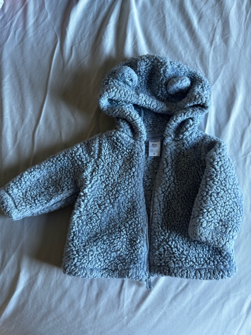 Carter's Plush Sherpa Bear Hooded Jacket in Light Blue